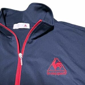 le coq sportif ハーフジップ メンズ S GOLF 半袖 ハイネック ゴルフ シャツ ポロシャツ ネイビー 赤 刺繍の画像3