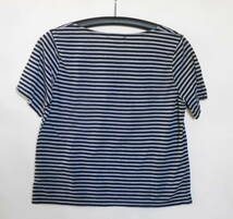 ♪大きいサイズ LL AWAW by JUNKO SHIMADA カットソー レディーストップス　ボーダー Tシャツ 黒 古着 送料185円_画像2