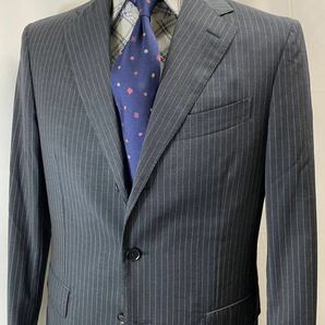 売切出品①イタリア製【ボリオリ BOGLIOLI】春夏向けウール ピンストライプ柄ネイビーグレースーツ 48 M～L lardiniタリアトーレbeams好きの画像2