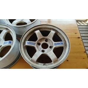 TE37 RAYS VOLK RACING PCD１０８ ６．５J ＋１５ １４インチ 白 ４本 程度悪の画像5