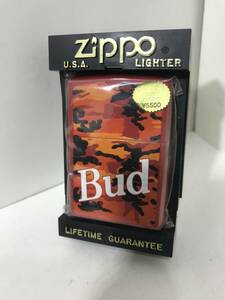 未使用 【Zippo】バドワイザー Bud RED 迷彩 赤 ジッポー ライター【1996年製】オフィシャル デッドストック ビンテージ Vintage