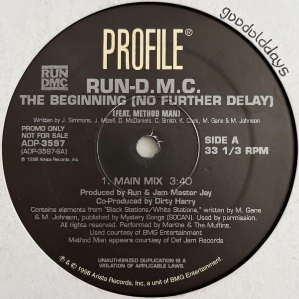 Run-D.M.C. Feat. Method Man - The Beginning (No Further Delay) (USオリジナル/プロモオンリー/Promo)