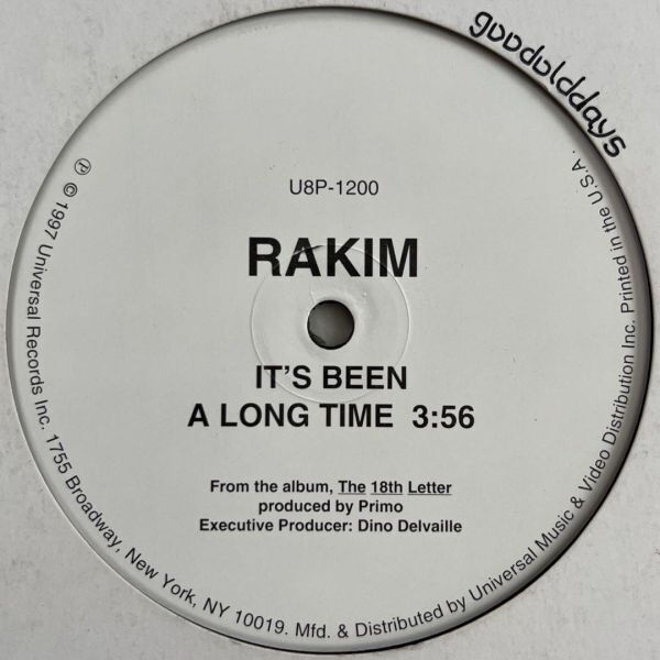 Rakim - It's Been A Long Time (USオリジナル/プロモオンリー/Promo/DJ Premier)