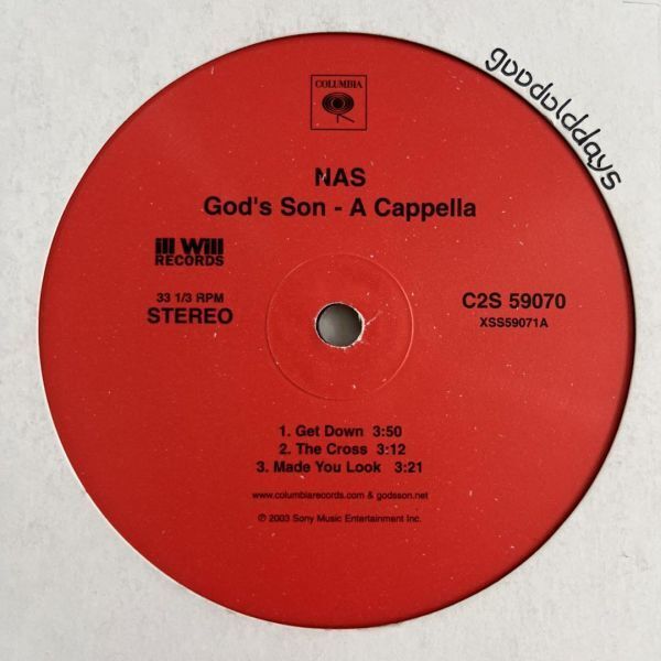 Nas - God's Son (A Cappella) (プロモオンリーアカペラ/Promo/2LP/USオリジナル)