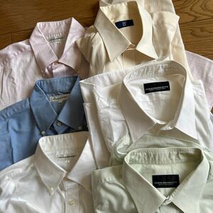 ワイシャツ6枚セット まとめ売り★ビジネスシャツ 半袖シャツ ボタンダウン 形態安定 L★GERMINATE DRY NON IRON SHIRT ユニクロ★白