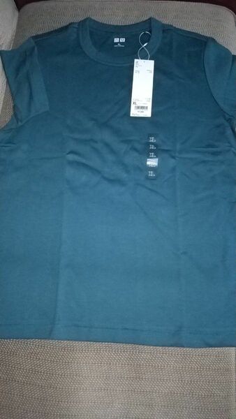 ユニクロU 半袖クールネックTシャツ ブルーL