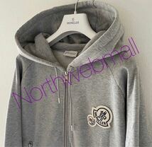 サイズS Moncler　裏起毛　ダブルワッペンパーカー Gray _画像3