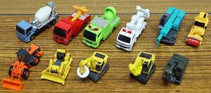 S◇中古品◇ミニカー TOMICA/トミカ 工事関連車両 11台 まとめて セット ブルドーザー/パワーショベル/ローラー/ミキサー 他 本体のみ