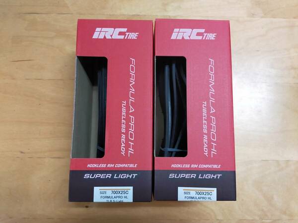 2本セット FORMULA PRO HL TUBELESS S-LIGHT 25C IRC フォーミュラ　プロ　チューブレス　フックレスリム対応