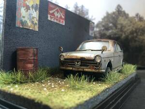  Showa Retro . scenery 1/32 Honda N360 old car original work geo llama final product case attaching 