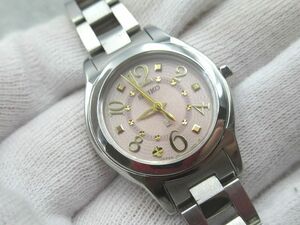 ☆SEIKO セイコー LUKIA ルキア ピンク文字盤 ソーラー レディース 腕時計 V111-0CA0 不動 ジャンク品 中古 付属品無☆