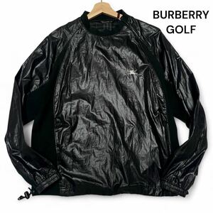 美麗品◎Mサイズ バーバリー【軽量で機能性抜群】BURBERRY GOLF ゴルフウェア 切り替え プルオーバー ジャケット ブラック 薄手◎メンズ