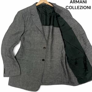 美麗品◎52サイズ!!アルマーニコレッツォーニ【爽やかな春の装い】ARMANI 麻100% テーラード ジャケット アンコン グレー 背抜き◎メンズ