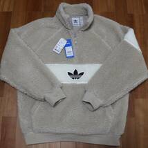 ☆激安 adidas ￥17600 (M) アディダス フリース ジャケット ハーフ ジップ 極厚 もこもこ ベージュ HZ0719★_画像1