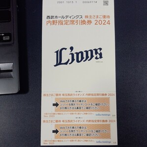 西武ホールディングス 株主優待内野指定席引換券2024 2枚の画像1