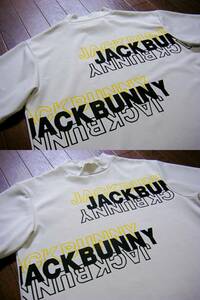 伸縮/美品〇パーリーゲイツ JACK BUNNY モック 5 (L) シャツ 両面ビッグロゴ ライトグレー