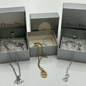 【D2782SS】Christian Dior クリスチャン ディオール ネックレス 3点セット CD ロゴ メッキ ケース ゴールドカラー シルバーカラー まとめの画像1