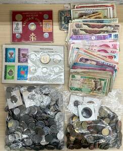 [E8~2044AM] abroad old coin . summarize large amount 3Kg and more note coin silver coin foreign sen . sen China America other abroad 