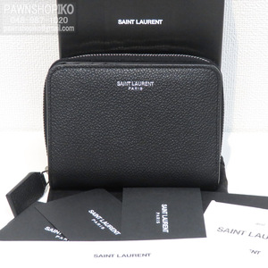 サンローラン SAINT LAURENT RIVE GAUCHE リヴ・ゴーシュ コンパクトジップウォレット／二つ折り財布 414661 美品 [質イコー]