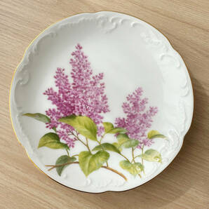 F125 未使用 大倉陶苑 Okura プレート 5枚セット 金彩 ライラック 紫丁香花 食器 皿 小皿 の画像2