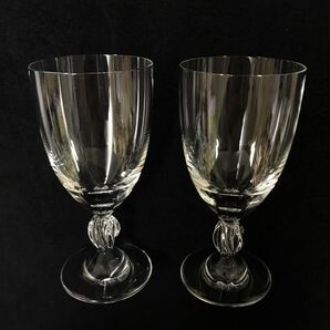 ●送料無料 未使用品 LALIOUE ラリック ペア ワイングラス 2客 高さ 約14cm・約200ml/クリスタルガラス グラス シャンパングラス ロータスの画像2