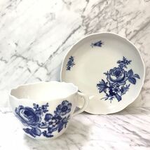 ●送料無料 未使用品 Meissen マイセン カップ & ソーサー/ブルーフラワー 花柄 青い花 虫 コーヒーカップ ティーカップ_画像1