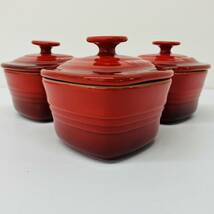 C049-H28-253 LE CREUSET ル・クルーゼ ラムカン・ダムール ハート 食器 3点セット 箱付 インテリア _画像4