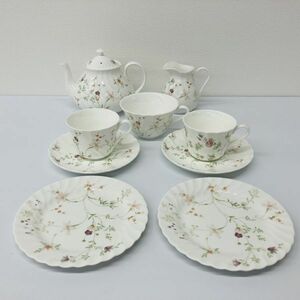 C010-SG2-32 WEDGWOOD ウェッジウッド CAMPION ティーセット ティーカップ ソーサー ティーポット ミルクポット プレート 9点 食器まとめ