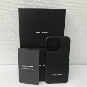 F186-O15-5185 SAINT LAURENT サンローラン 携帯ケース iPhone13pro用？ ブラック 約14.5×7.1cm 約4×4.1cm 箱付き