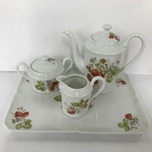 F213-H18-2032 LIMOGES リモージュ 茶器 4点セット プレート シュガーポット ミルク入れ 約18.5×26cm 洋食器の画像1