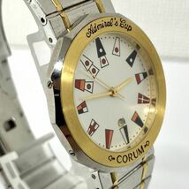 G004-SB4-1288◎CORUM コルム 腕時計 デイト アドミラズカップ ラウンド クォーツ メンズ 文字盤ホワイト_画像4