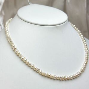 02天然パールネックレス3-4mm 本真珠ネックレス40cm Pearl necklace jewelryの画像2
