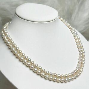 本真珠ネックレス二連5mm 天然パールネックレス 41cm Pearl necklace jewelry 天然パール の画像1