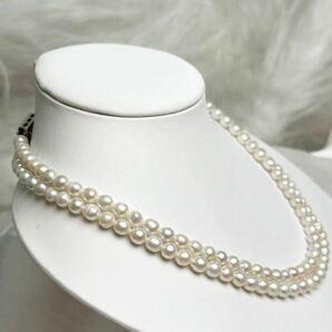 本真珠ネックレス二連5mm 天然パールネックレス 41cm Pearl necklace jewelry 天然パール の画像2