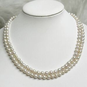 本真珠ネックレス二連5mm 天然パールネックレス 41cm Pearl necklace jewelry 天然パール の画像4