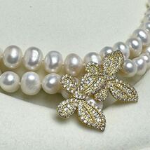 蝶々デザイン本真珠ネックレス9mm 85cm 天然Pearl necklace パールネックレス_画像4