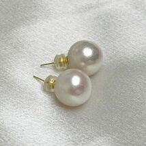 刻印ありk18 南洋真珠ピアス12.7mm 天然パールピアス　AU750 pearl jewelry_画像5