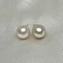 刻印ありk18 南洋真珠ピアス12.7mm 天然パールピアス　AU750 pearl jewelry_画像3