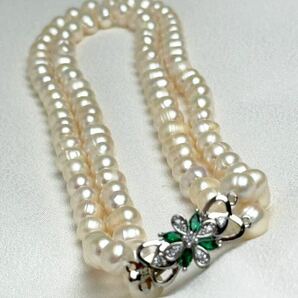 綺麗！翡翠×天然パールネックレス 42cm necklace Pearl pearl 約 8mmの画像4