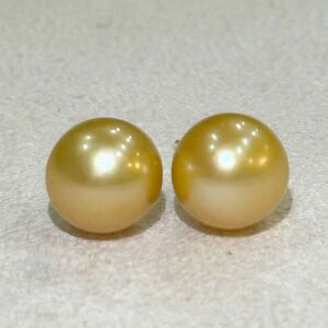  beautiful! natural pearl earrings 10mm Gold pearl k18 finishing silver jewelry.. gloss eminent 