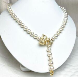 花珠級本真珠ネックレス9mm 55cmnecklace Pearl jewelry ロングネックレス