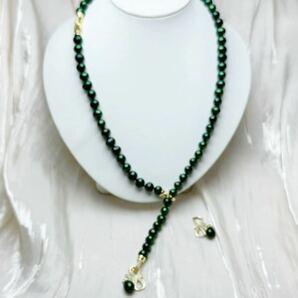 黒真珠ネックレス＋ブレスレット 7mm 42+17cm Pearl necklaceの画像2