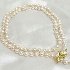 リーフデザイン 本真珠ネックレス 8mm 85cm Pearl necklace jewelry 天然パール ネックレスの画像2