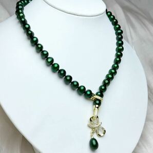 黒真珠ネックレス＋ブレスレット 7mm 42+17cm Pearl necklaceの画像3