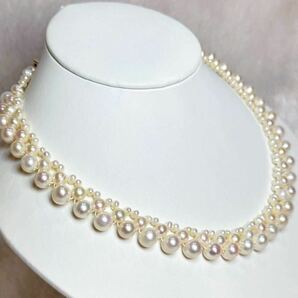 花珠級本真珠ネックレス4-8mm 38+5cm 天然パールネックレス Pearl necklaceの画像2