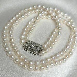 本真珠ネックレス二連5mm 天然パールネックレス 41cm Pearl necklace jewelry 天然パール の画像5