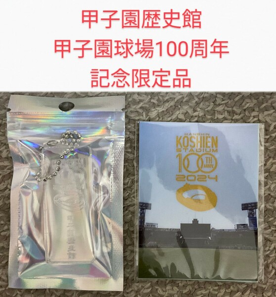 阪神甲子園球場開場100周年記念 甲子園歴史館限定品 ステッカー、アクリルキーホルダー2個セット 阪神 甲子園球場 タイガース 高校野球