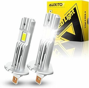 AUXITO H1 led ヘッドライト 爆光 H1 led 12連高輝度LEDチップ搭載 led H1 2倍の明るさ 6500k ホワイト H1 車検対応 無極性 （２個セット）