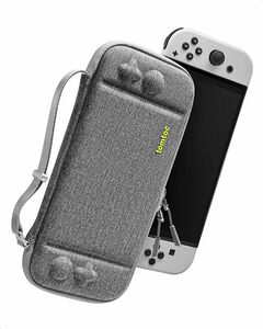 Nintendo Switch対応 tomtoc ハードケース スイッチ有機ELモデル用 耐衝撃 薄型 キャリングケース 落下試験済み ゲーム 10枚収納 グレー