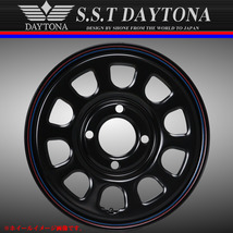 新品 4本価格 会社宛 送料無料 12×4J 4穴 100mm ET+40 SHONE SST DAYTONA デイトナブラック 赤/青ライン 軽トラ 軽バン 特価 NO,SH283_画像2